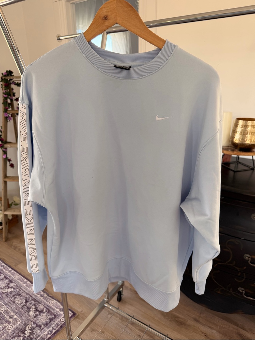 Nike Sky Blue Dri-FIT Crewneck Sweatshirt with Small Swoosh Tag